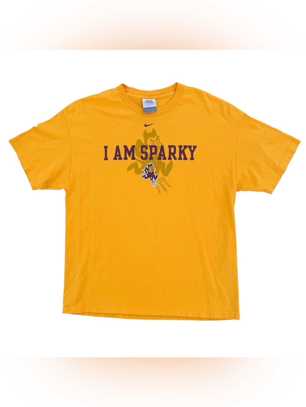 Vintage Y2K Nike ASU Arizona State Sun Devils Sparky T-Shirt Yellow Size XL